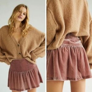 Free People Sweet but Tough Crushed Velvet Mini Skirt